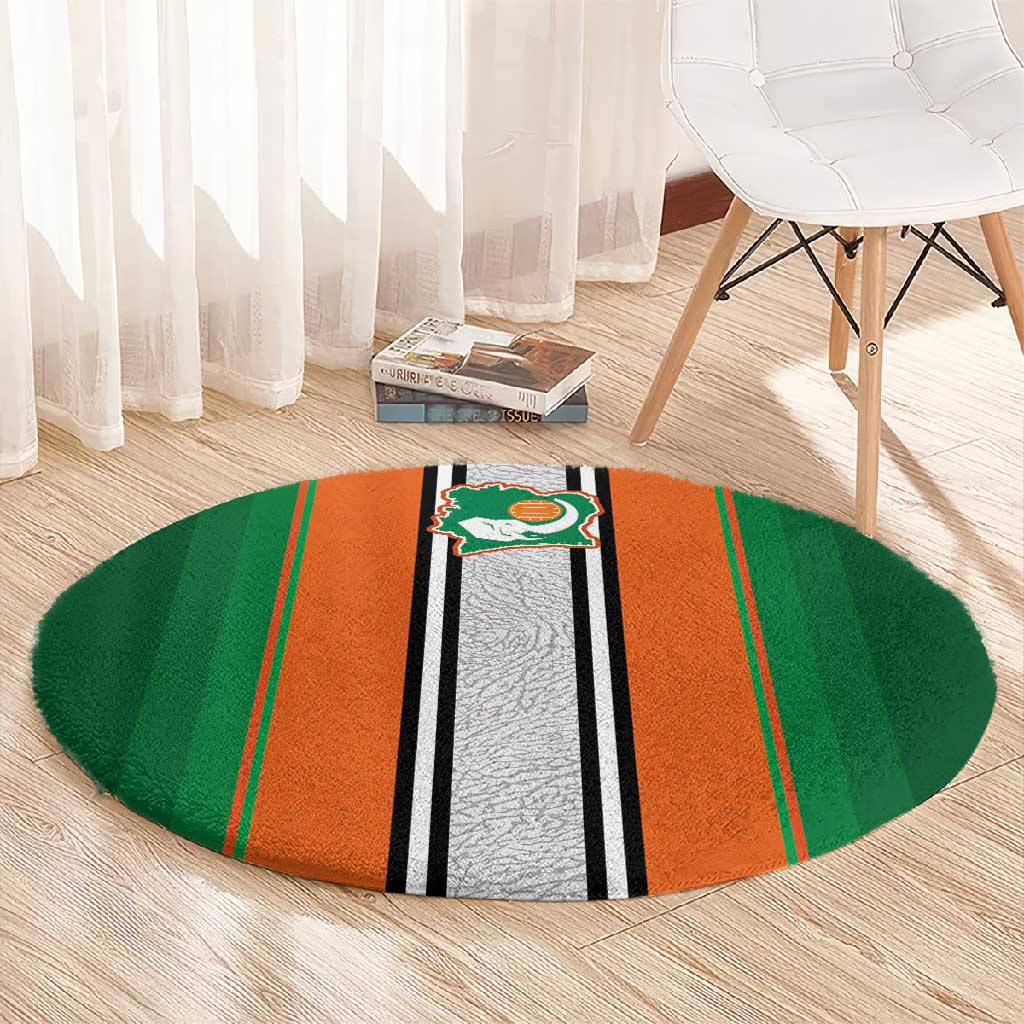 Côte d'Ivoire National Football Round Carpet Les Elephants-Sporty Stripes - African Pride