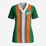 Custom Côte d'Ivoire National Football Scrub Top Les Elephants-Sporty Stripes - African Pride