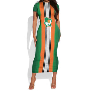 Custom Côte d'Ivoire National Football Short Sleeve Bodycon Dress Les Elephants-Sporty Stripes - African Pride