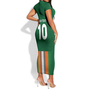 Custom Côte d'Ivoire National Football Short Sleeve Bodycon Dress Les Elephants-Sporty Stripes - African Pride