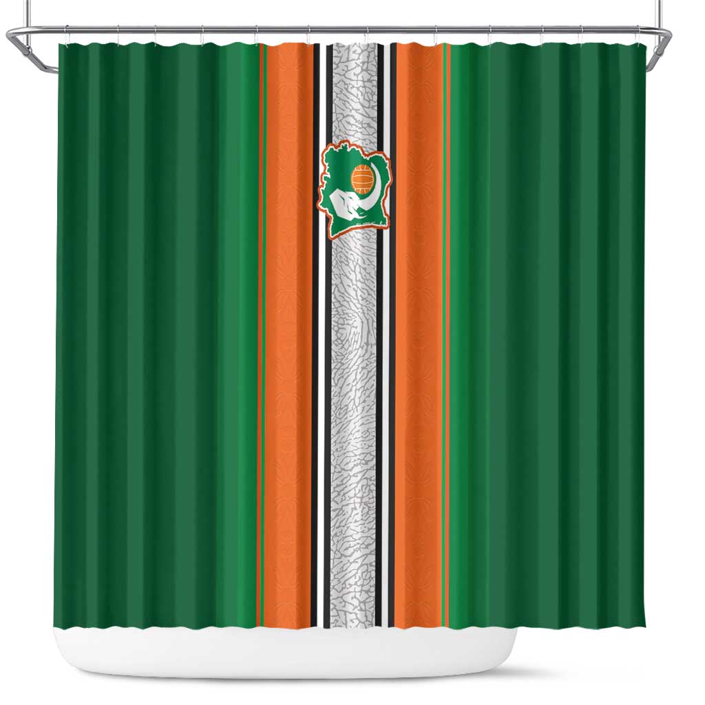 Côte d'Ivoire National Football Shower Curtain Les Elephants-Sporty Stripes - African Pride