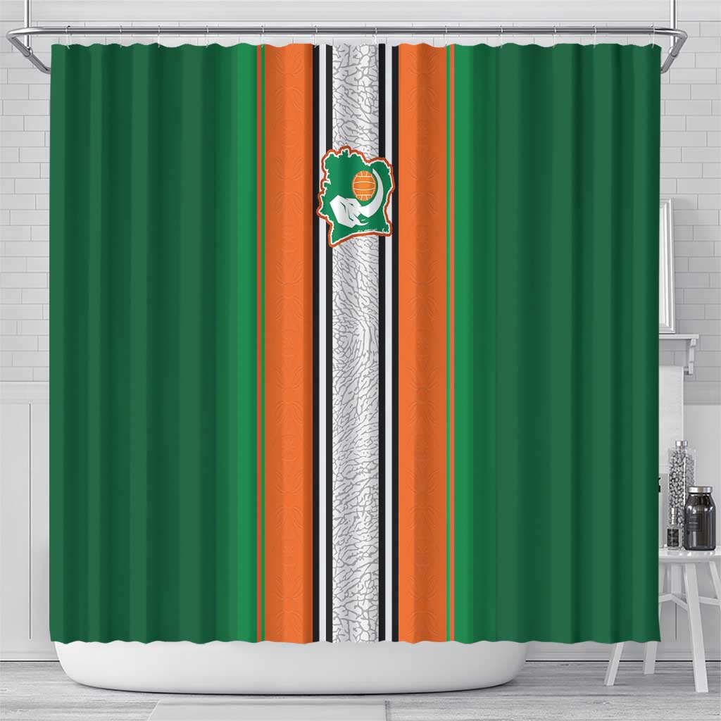 Côte d'Ivoire National Football Shower Curtain Les Elephants-Sporty Stripes - African Pride