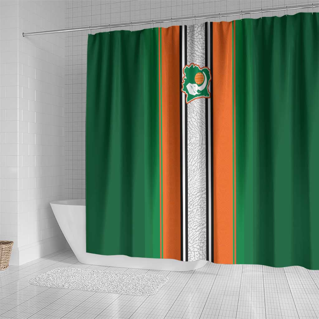 Côte d'Ivoire National Football Shower Curtain Les Elephants-Sporty Stripes - African Pride