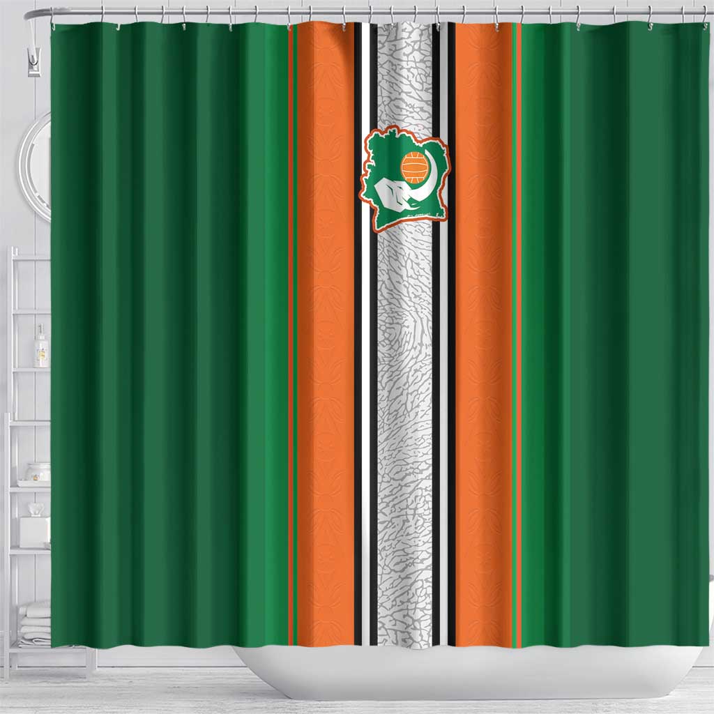 Côte d'Ivoire National Football Shower Curtain Les Elephants-Sporty Stripes - African Pride