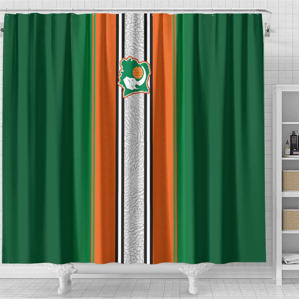 Côte d'Ivoire National Football Shower Curtain Les Elephants-Sporty Stripes - African Pride
