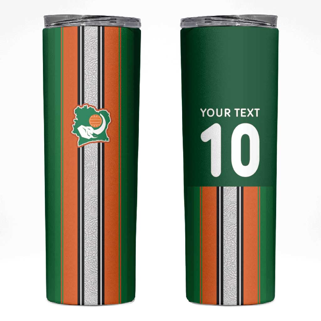 Custom Côte d'Ivoire National Football Skinny Tumbler Les Elephants-Sporty Stripes - African Pride