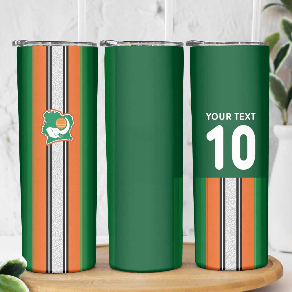 Custom Côte d'Ivoire National Football Skinny Tumbler Les Elephants-Sporty Stripes - African Pride