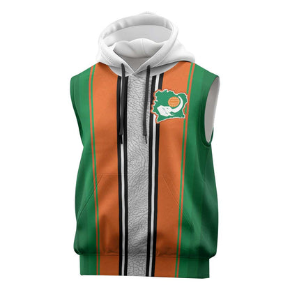 Custom Côte d'Ivoire National Football Sleeveless Hoodie Les Elephants-Sporty Stripes - African Pride