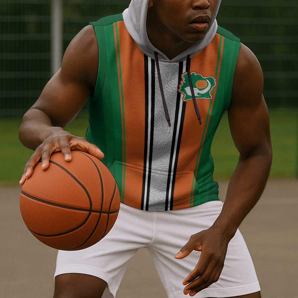 Custom Côte d'Ivoire National Football Sleeveless Hoodie Les Elephants-Sporty Stripes - African Pride