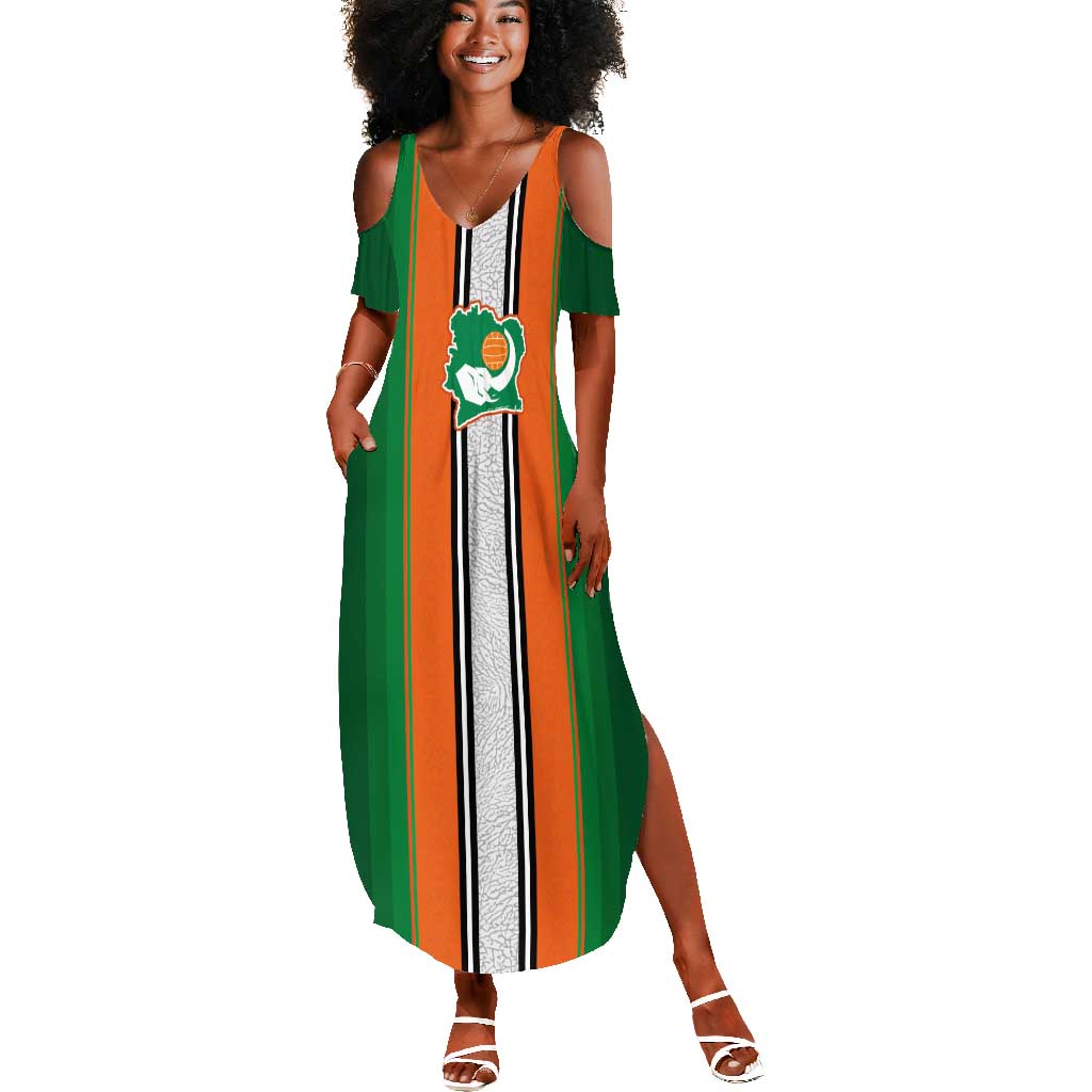 Custom Côte d'Ivoire National Football Summer Maxi Dress Les Elephants-Sporty Stripes - African Pride