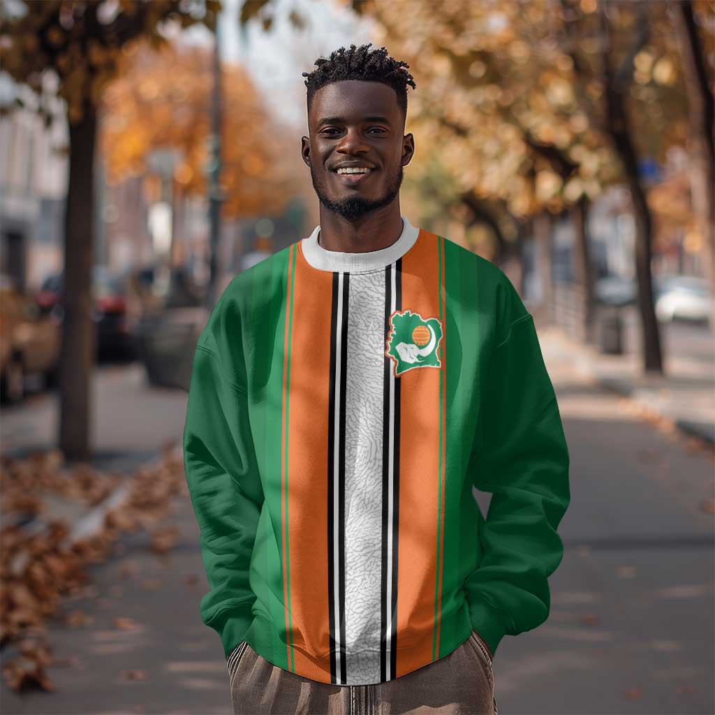 Custom Côte d'Ivoire National Football Sweatshirt Les Elephants-Sporty Stripes - African Pride