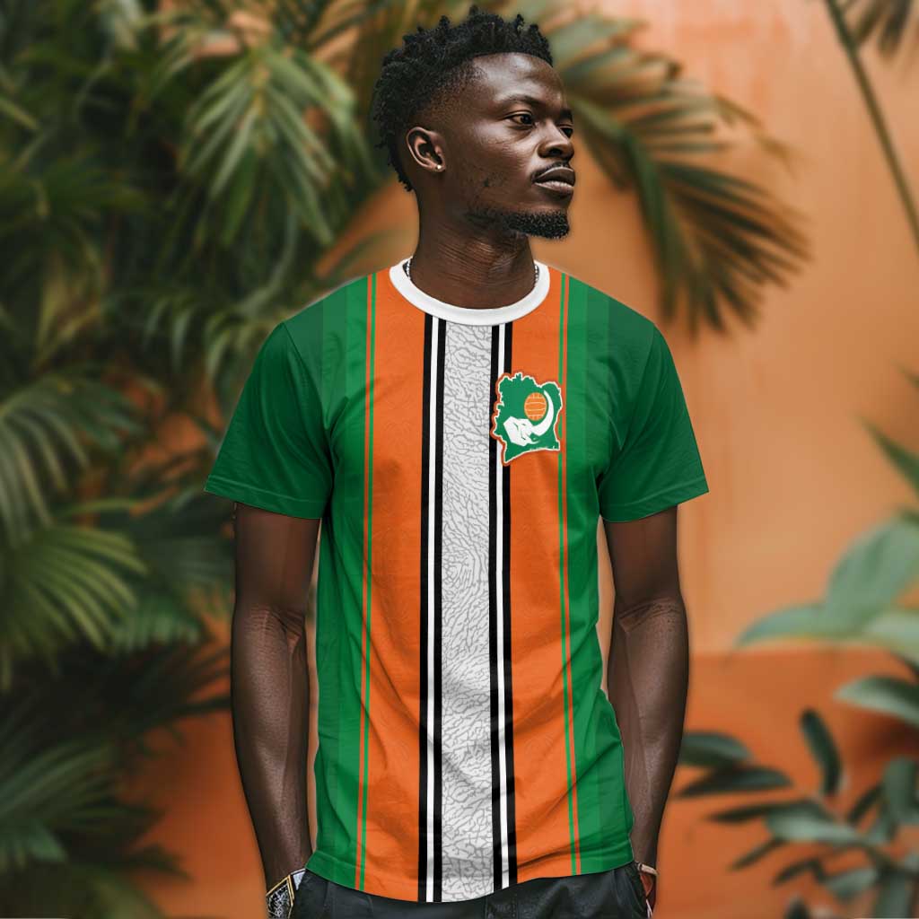 Custom Côte d'Ivoire National Football T shirt Les Elephants-Sporty Stripes - African Pride