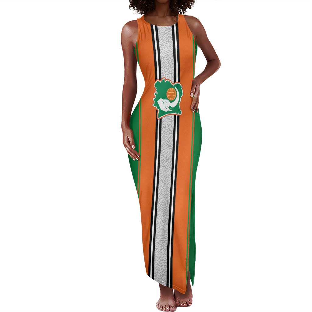 Custom Côte d'Ivoire National Football Tank Maxi Dress Les Elephants-Sporty Stripes - African Pride