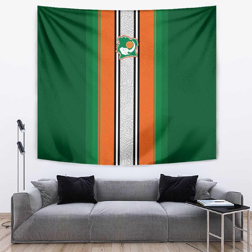 Côte d'Ivoire National Football Tapestry Les Elephants-Sporty Stripes - African Pride