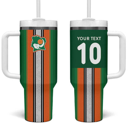 Custom Côte d'Ivoire National Football Tumbler With Handle Les Elephants-Sporty Stripes - African Pride