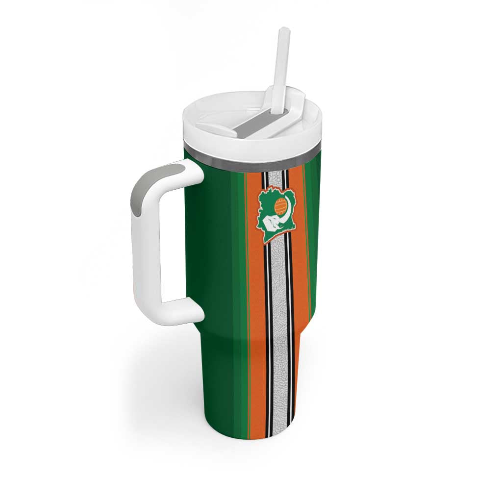 Custom Côte d'Ivoire National Football Tumbler With Handle Les Elephants-Sporty Stripes - African Pride