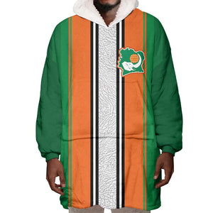Custom Côte d'Ivoire National Football Wearable Blanket Hoodie Les Elephants-Sporty Stripes - African Pride