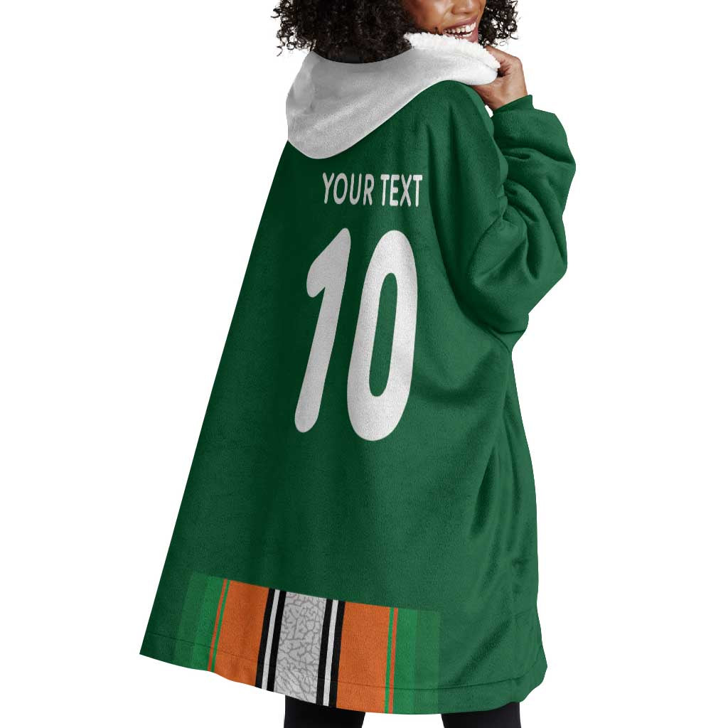 Custom Côte d'Ivoire National Football Wearable Blanket Hoodie Les Elephants-Sporty Stripes - African Pride