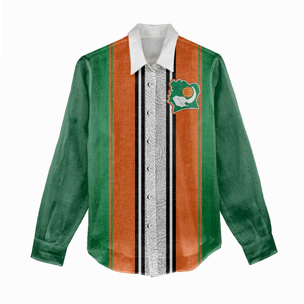 Custom Côte d'Ivoire National Football Women Casual Shirt Les Elephants-Sporty Stripes - African Pride