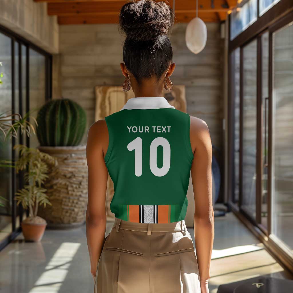 Custom Côte d'Ivoire National Football Women Sleeveless Polo Shirt Les Elephants-Sporty Stripes - African Pride