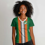 Custom Côte d'Ivoire National Football Women V-Neck T-Shirt Les Elephants-Sporty Stripes - African Pride
