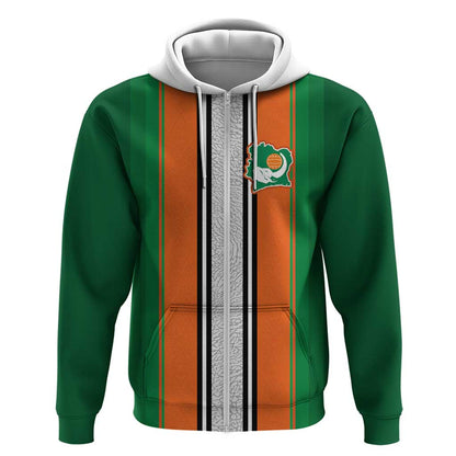 Custom Côte d'Ivoire National Football Zip Hoodie Les Elephants-Sporty Stripes - African Pride