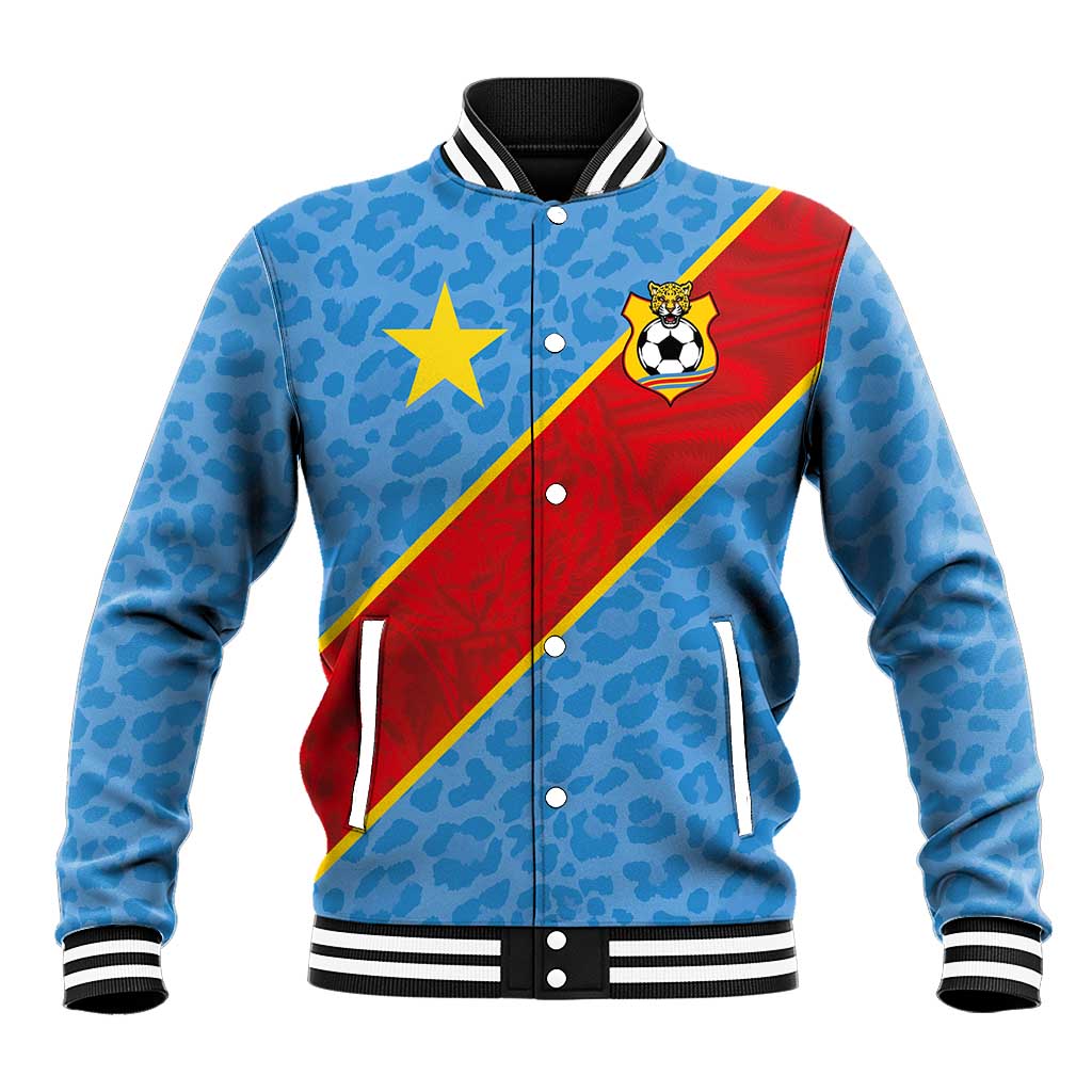 Custom DR Congo National Football Baseball Jacket Leopards Go Glory - African Pride
