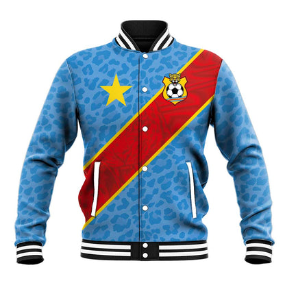 Custom DR Congo National Football Baseball Jacket Leopards Go Glory - African Pride