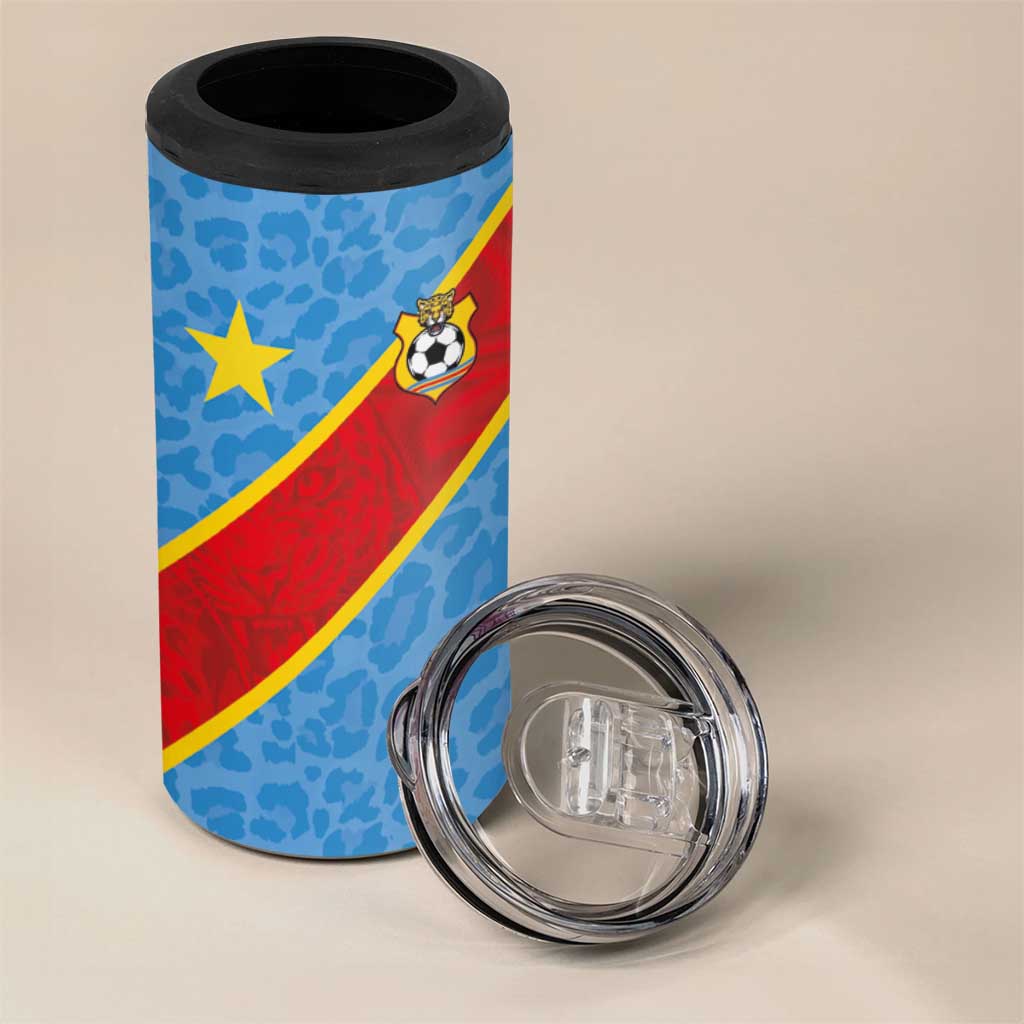 Custom DR Congo National Football 4 in 1 Can Cooler Tumbler Leopards Go Glory - African Pride