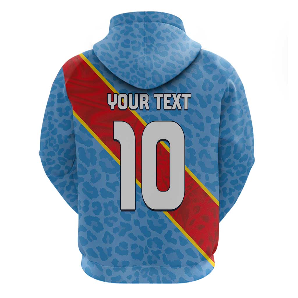 Custom DR Congo National Football Hoodie Leopards Go Glory - African Pride