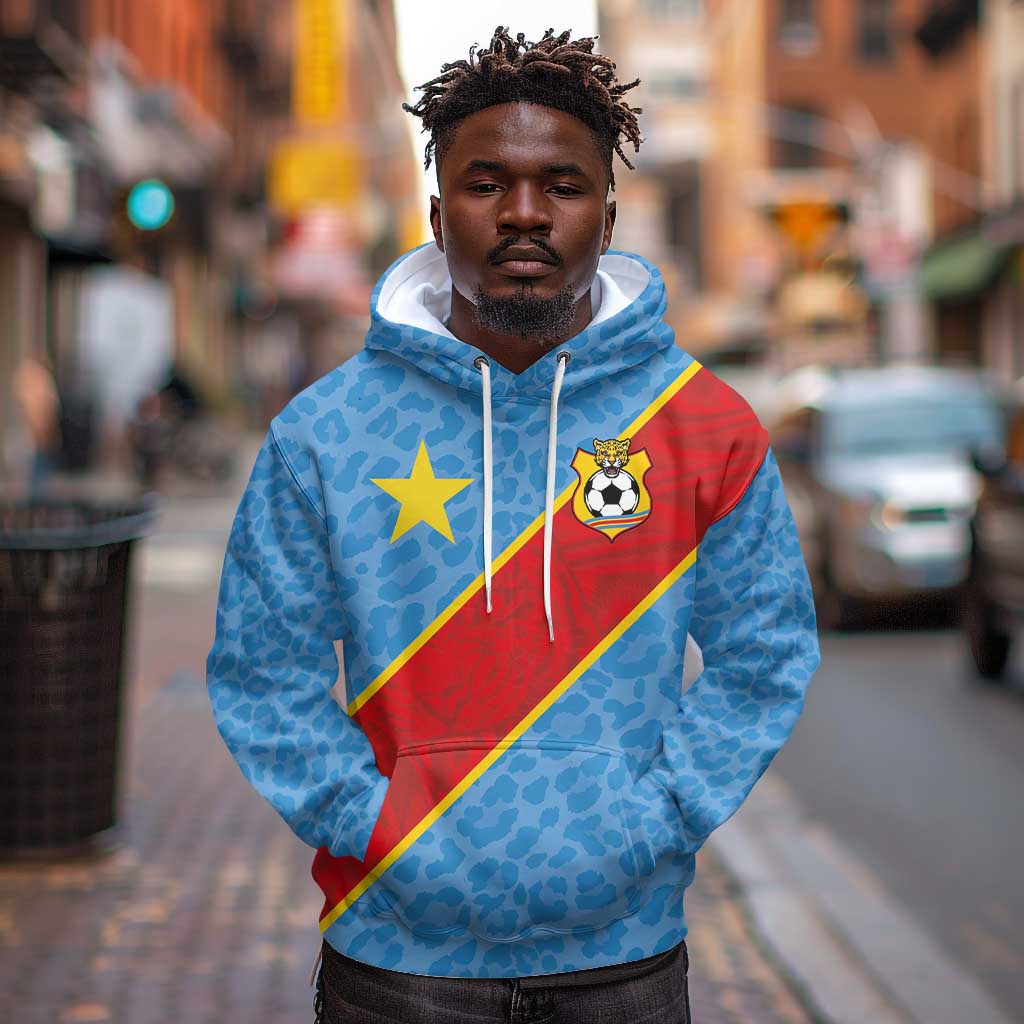 Custom DR Congo National Football Hoodie Leopards Go Glory - African Pride