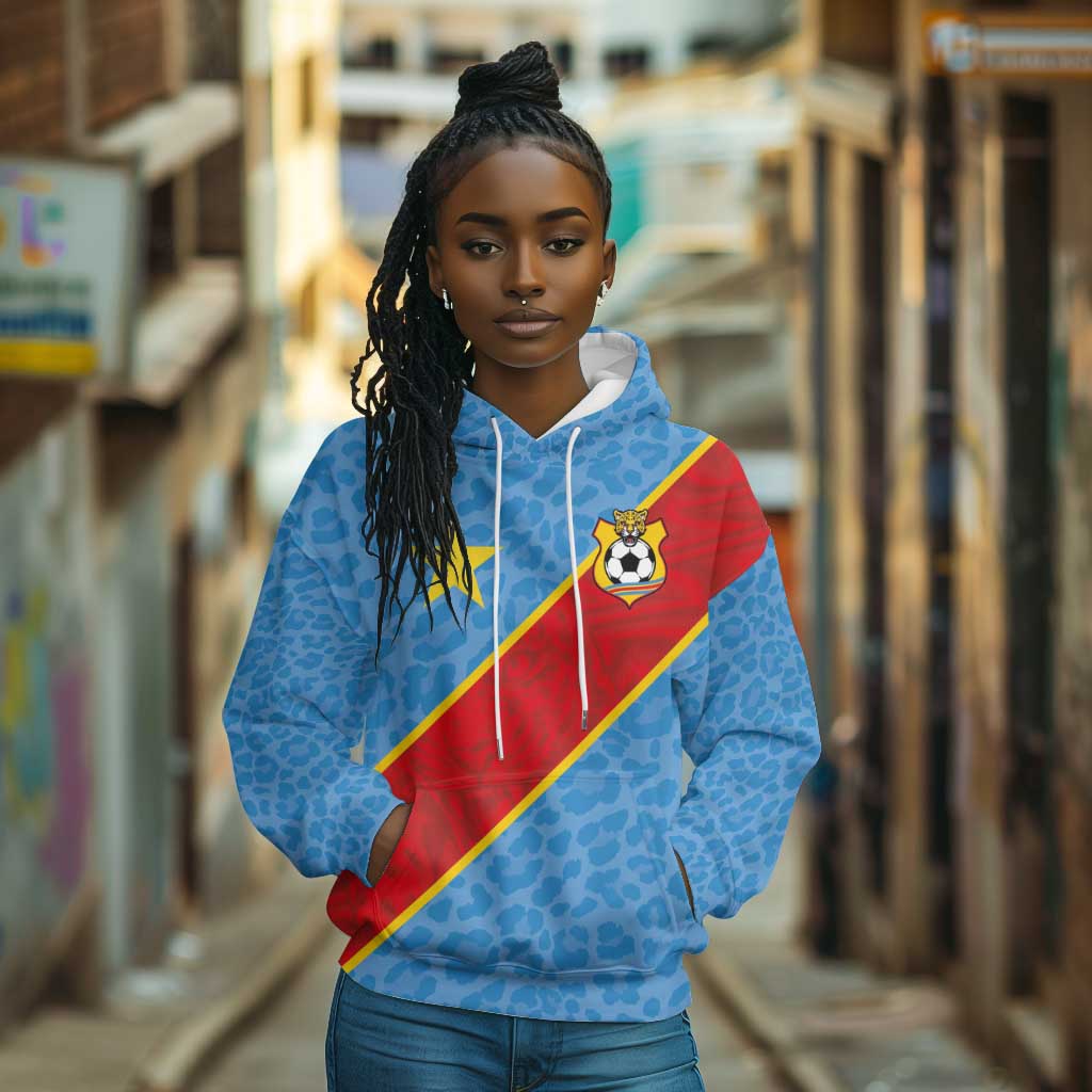 Custom DR Congo National Football Hoodie Leopards Go Glory - African Pride