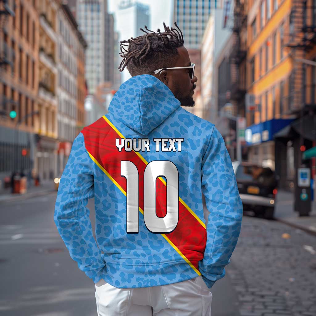 Custom DR Congo National Football Hoodie Leopards Go Glory - African Pride