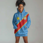 Custom DR Congo National Football Hoodie Dress Leopards Go Glory - African Pride