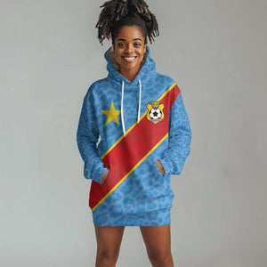 Custom DR Congo National Football Hoodie Dress Leopards Go Glory - African Pride