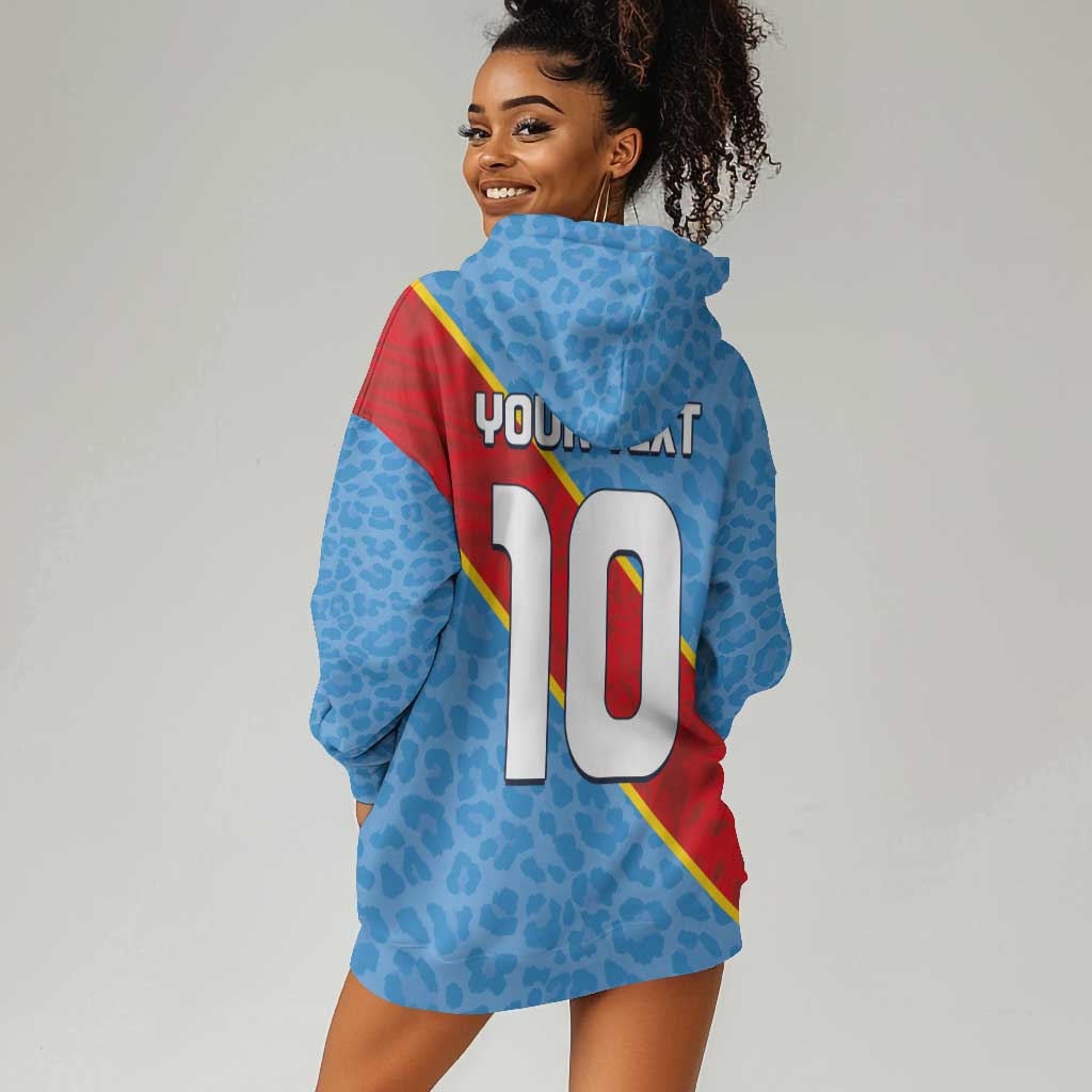 Custom DR Congo National Football Hoodie Dress Leopards Go Glory - African Pride