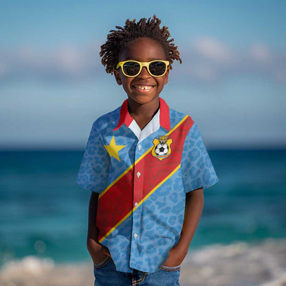 Custom DR Congo National Football Kid Hawaiian Shirt Leopards Go Glory - African Pride