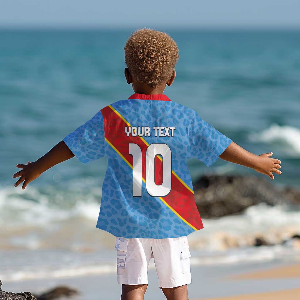Custom DR Congo National Football Kid Hawaiian Shirt Leopards Go Glory - African Pride