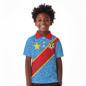 Custom DR Congo National Football Kid Polo Shirt Leopards Go Glory - African Pride