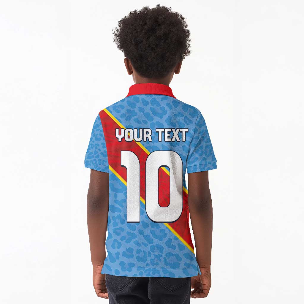 Custom DR Congo National Football Kid Polo Shirt Leopards Go Glory - African Pride