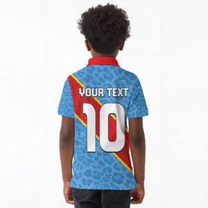 Custom DR Congo National Football Kid Polo Shirt Leopards Go Glory - African Pride