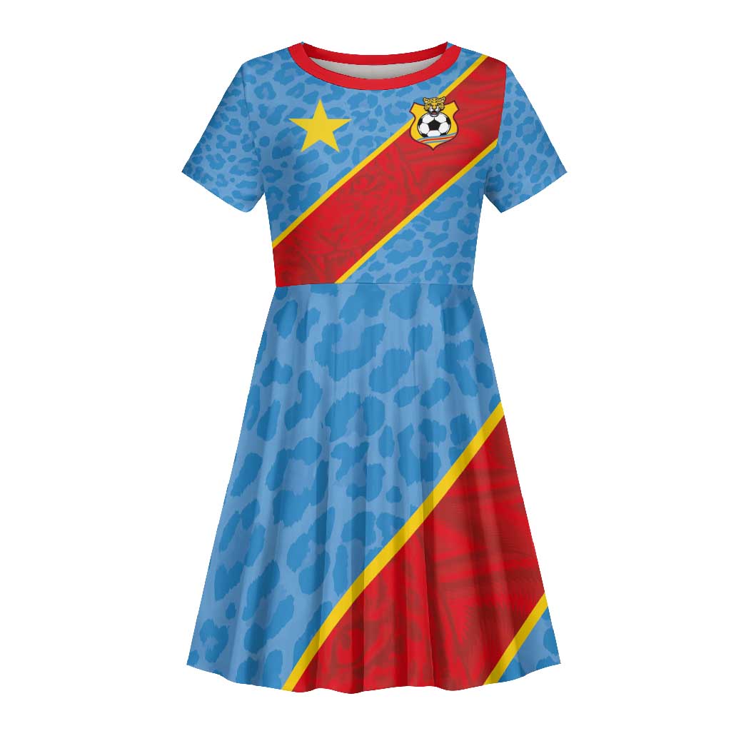 Custom DR Congo National Football Kid Short Sleeve Dress Leopards Go Glory - African Pride