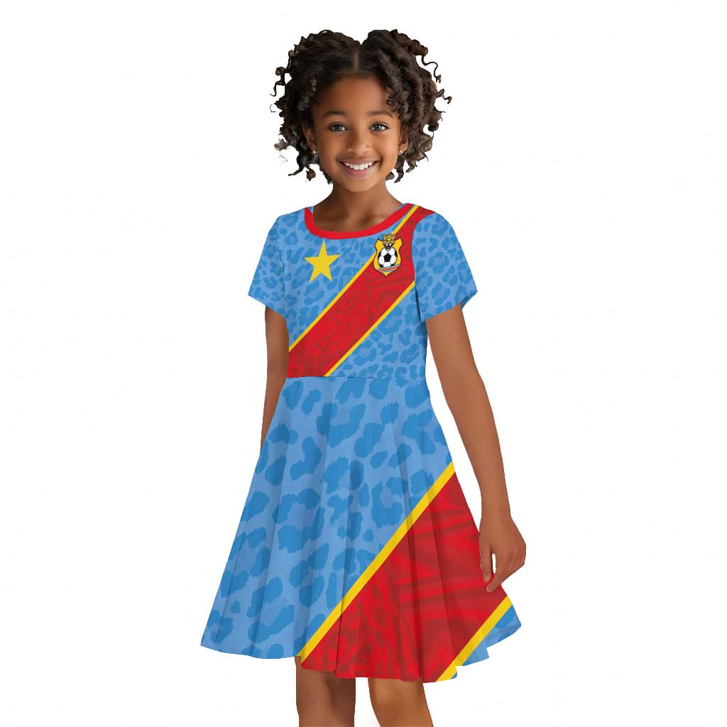 Custom DR Congo National Football Kid Short Sleeve Dress Leopards Go Glory - African Pride