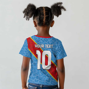 Custom DR Congo National Football Kid T shirt Leopards Go Glory - African Pride