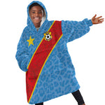 Custom DR Congo National Football Kid Wearable Blanket Hoodie Leopards Go Glory - African Pride