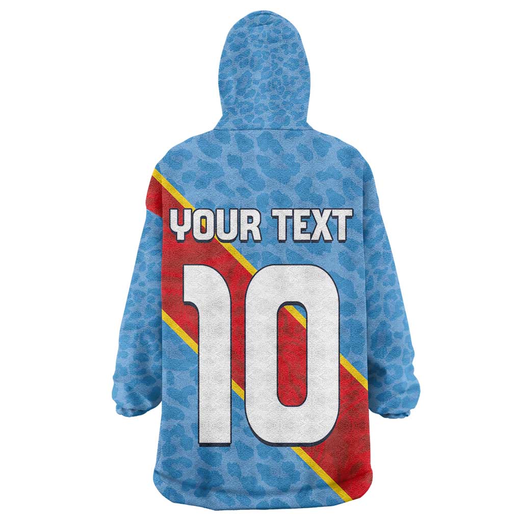Custom DR Congo National Football Kid Wearable Blanket Hoodie Leopards Go Glory - African Pride