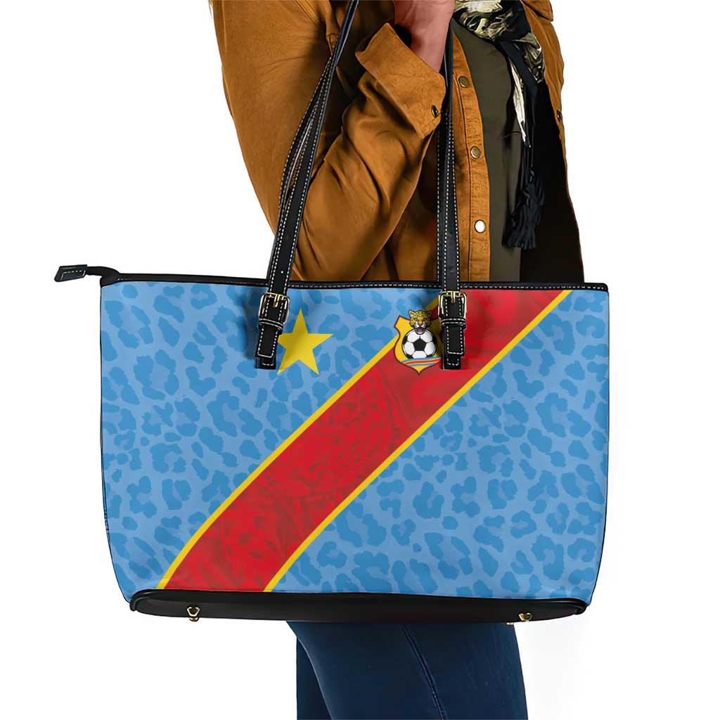 DR Congo National Football Leather Tote Bag Leopards Go Glory - African Pride