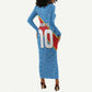 Custom DR Congo National Football Long Sleeve Bodycon Dress Leopards Go Glory - African Pride