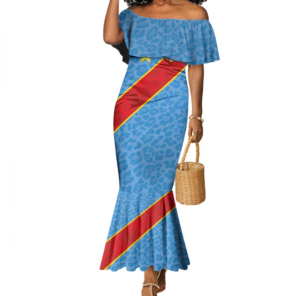 Custom DR Congo National Football Mermaid Dress Leopards Go Glory - African Pride