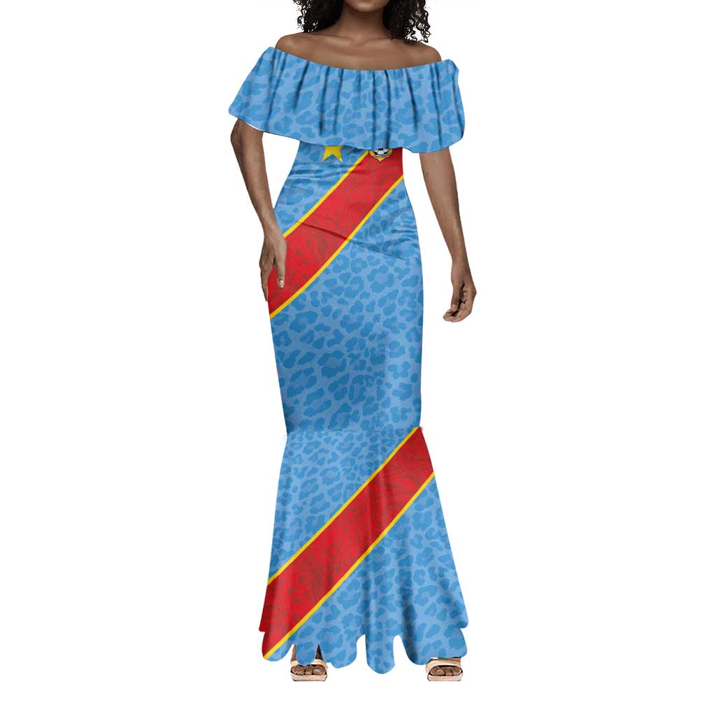 Custom DR Congo National Football Mermaid Dress Leopards Go Glory - African Pride